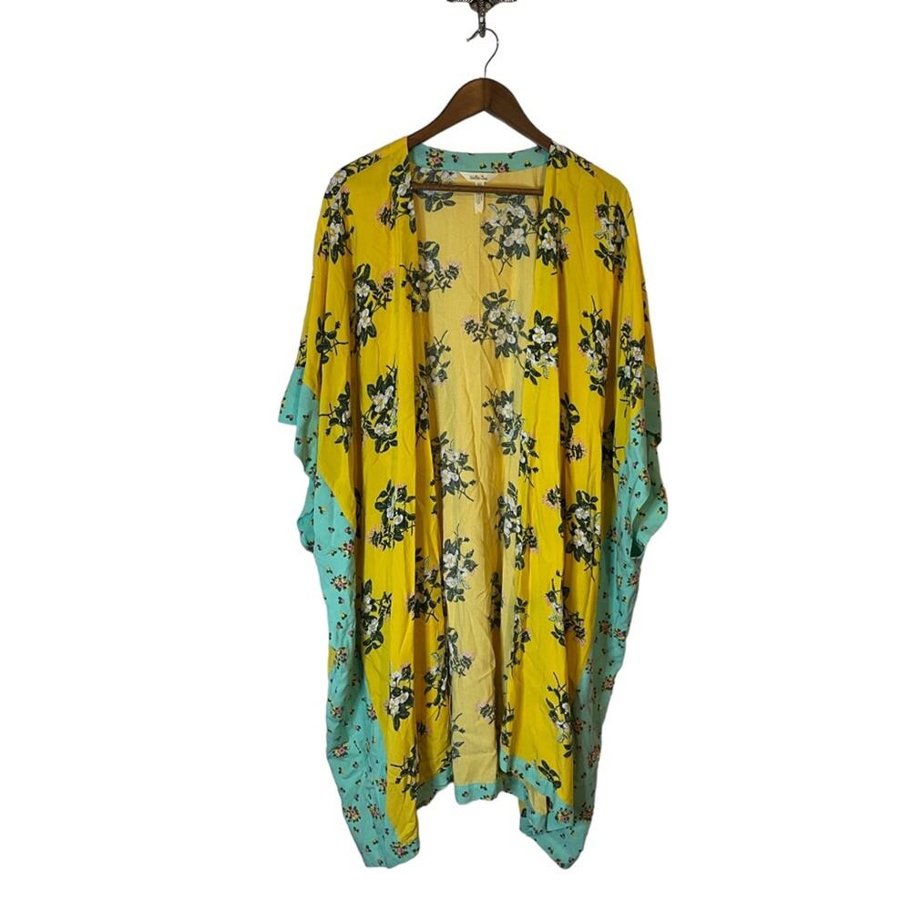 Matilda Jane Yellow and Blue Floral Print Kimono Women's Size M/L